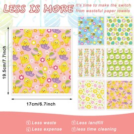 Whaline 6Pcs Easter Swedish Dishcloths Easter Egg Bunny Chicken Flower Kitchen Dish Towel Cute Reusable Cotton Kitchen Towels for Easter Spring Baking Cooking Home Decor, 6.7 x 7.7Inch