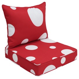 EAGLE PEAK Outdoor Deep Seat Patio Seat Cushion Set, 25 x 25 x 5 inch, 2-Piece Back Chair Cushion, Set of 1, Red Mushroom