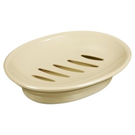 sourcing map Soap Container, 1Pcs 15.5x11cm Plastic Soap Dish with Drain, Removable Double Compartment Soap Holder for Bathroom, Shower, Kitchen (Khaki)