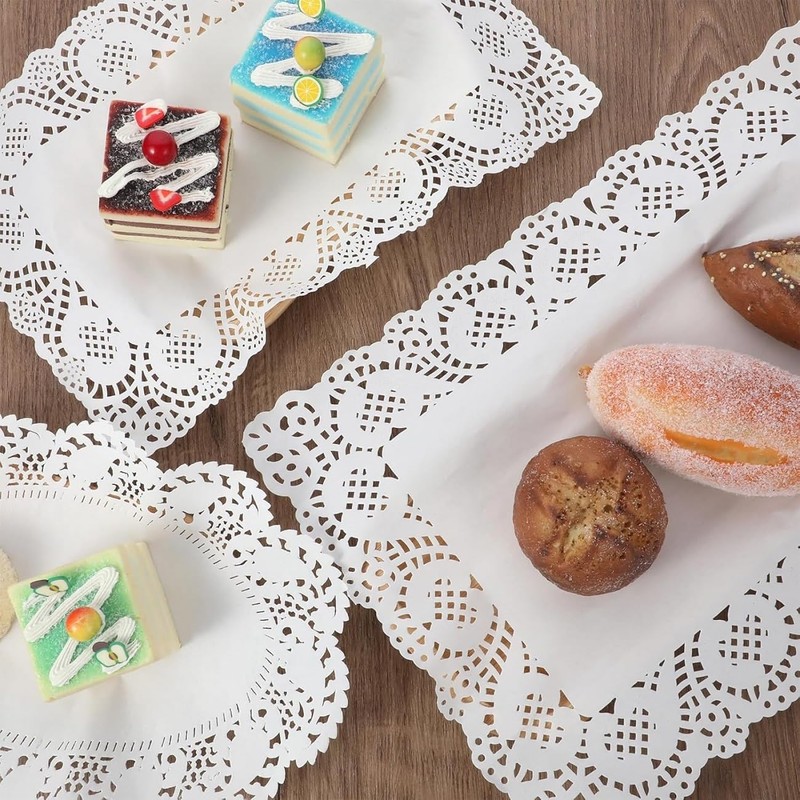 WADY 250Pcs Disposable Lace Paper Doilies for Food White Decorative