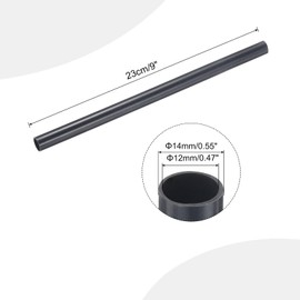 sourcing map 1/2 Inch PVC Rigid Tube Round Pipe Tubing Hardware Tubing 12mm ID 14mm OD 9" Length Dark Grey High Impact for Water Pipe, Crafts, Cable Sleeve