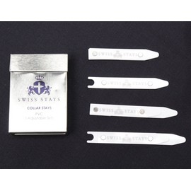 Swiss Stays Set of 3 Pairs Swiss Stays Adjustable Collar Stays White PVC 4 Position Folding