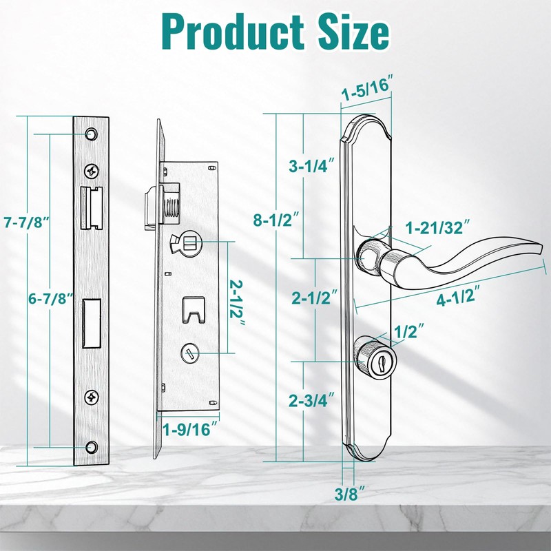 MaxxGeek Flat Slot Storm Door Handle Complete Set, Mortise Keyed
