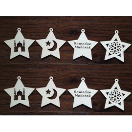 Ramadan Wooden Ornament(24) Ramadan Favors DIY Moon Star Shape Ramadan Decoration Eid Decoration Eid Decoration Eid Gifts Islamic Wall Decoration Islamic Gifts 123