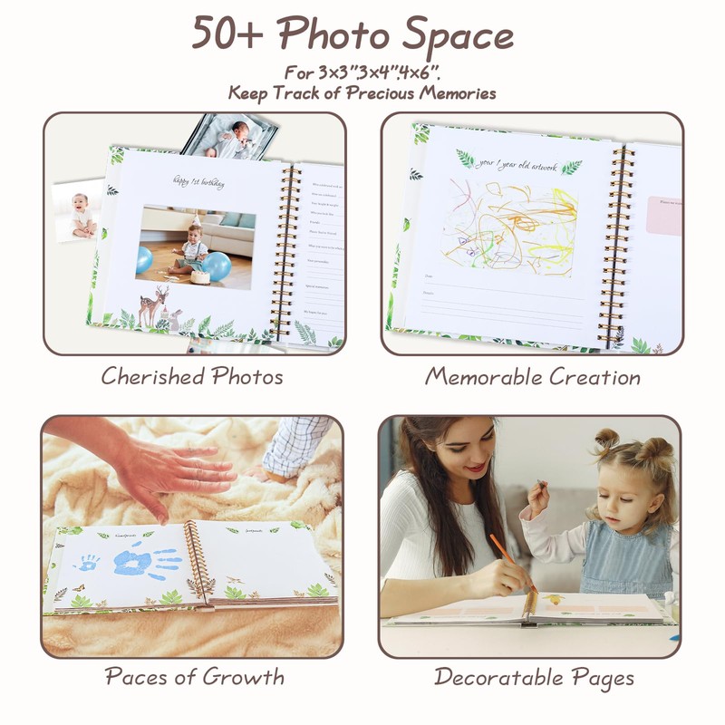 Orzbow Baby Memory Book 0-5 Years, Durable Hardcover Pregnancy Journal