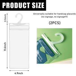 Suvnie 2 PCS Handicap Placard Holder, Ultra Transparent Disabled Parking Placard Protector, Car Disabled Permit Protective Cover with Large Hanger, Universal Interior Car Accessories