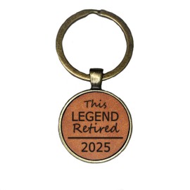 Retirement Gift Keyring, Leather Engraved Key Chain (This Legend Retired)