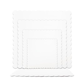 qiqee White 11 Inch Wave Cake Boards 15-Packs Squares Base Food-Grade Cardboard Wave Cake Plate（Thinner But Stronger）