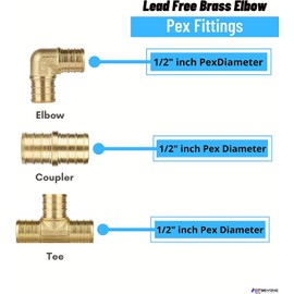 3/4" PEX Fittings Combo With 3/4" inch Tees "T" [10 PCS], 3/4" inch Elbows [10 PCS], 3/4" inch Couplings [10 PCS] |Brass Fittings Crimp Cinch for Pex Pipe Plumbing [Pack of 30]