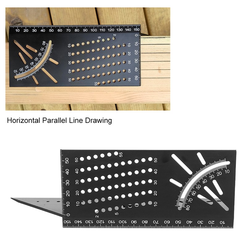 Multifunction Aluminum Alloy 45 Degree 90 Degree Angle Ruler Protractor