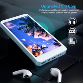 MP4 Player, 5 Inch MP3 Player with 256 GB and Bluetooth 5.0, Pre-Installed Spotify Kids, Spotify, Audible, Music and Deezer, Portable Digital HiFi Music Player with