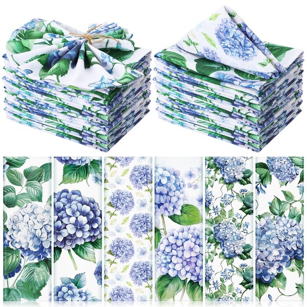 Funnymoom 24 Pcs Hydrangea Cloth Napkins Floral Plants Reusable Napkins