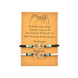 Matching Bracelets for Couples Friends Birthday Gifts for Women Friendship Relationship Gifts for Her Besties Pinky Promise Bracelet for BF GF Gift Ideas Adjustable Bohemian Bead Bracelets for 2