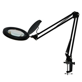 Bemelux 12W LED Magnifying Lamp with Clamp, 10 Levels of Brightness, 6500K, 1200 Lumens with 127mm 5D Lens for Reading, Sewing, Nail,Crafting(Black)