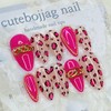 Hot Pink Leopard Handmade Nail Tips - Stiletto M /
