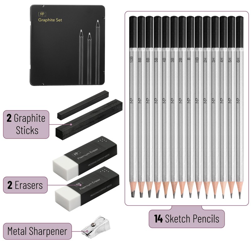 Mr. Pen- Sketch Pencils for Drawing, 19 Pcs, With Graphite