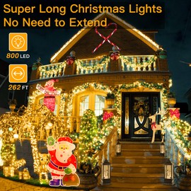 Ollny Outdoor String Lights 800LED 262FT, Waterproof Led Fairy Light with Remote Plug in 8 Modes, Warm White Christmas Lights for Outside Indoor Bedroom Patio Camping Garden