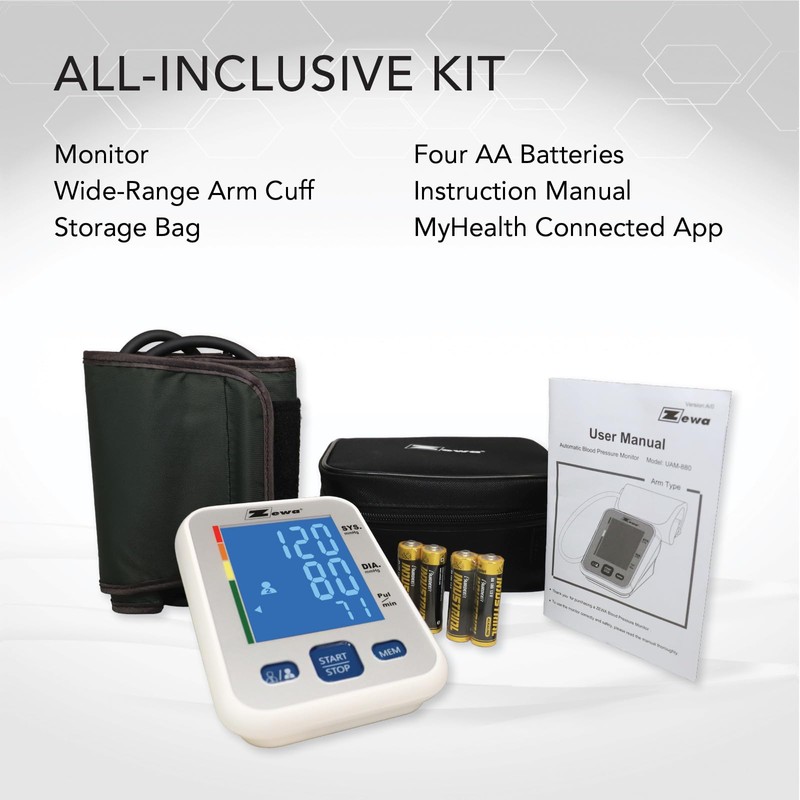 Zewa Premium Automatic Blood Pressure Monitor with Bluetooth and Extra-Large
