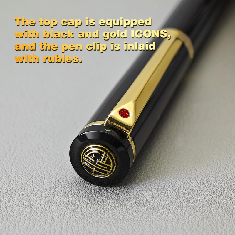 Cncrown Luxury Ballpoint Pen, 24k Gold Trim, Best Rollerball Pen