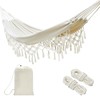 Canvas Tassel Hammock Bohemian White Double 2-Person — GRSECPO