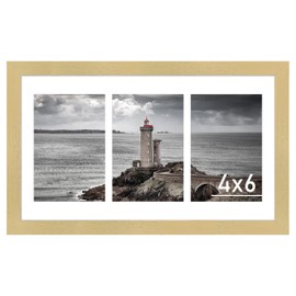 VIOLABBEY 8x14 Picture Frame, Fits Three 4x6 Photos with Mat or One 8x14 Picture without Mat, Gold Collage Wall Decor