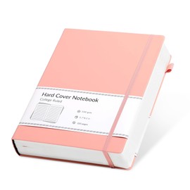 CAGIE Pink Journal Notebook for Women, 320 Pages College Ruled Notebook, 100 Gsm Paper Thick Lined Journal, A5 Hardcover Leather Journals for Writing, 5.7x8.3 In