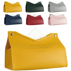 fogman Stylish Scandinavian Soft Pack Cover Tissue Box PU Leather (Yellow)