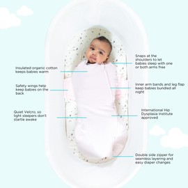 Happiest Baby SNOO Comforter Sleep Sack - 100% Organic Cotton Baby Swaddle Blanket - Doctor Designed Promotes Healthy Hip Development (Ivory, Medium)