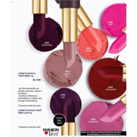 Labial Cobertura Total Mate Jafra Escoge Tu Tono Favorito                                                                                             