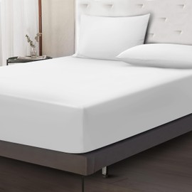 Moonlight Bedding Fitted Sheet 40 Cm Extra Deep Pocket Bed Sheets 16 inch Ultra Soft Bottom Sheet Brushed Microfiber Breathable Shrinkage and Fade Resistant (White, King)