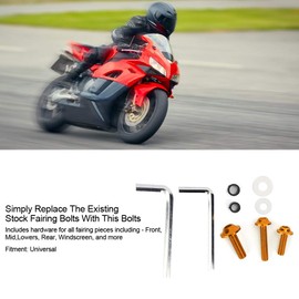 Yuecoom 158 Pieces/Set Universal Fairing Screw Sealing Wrench Kit, Universal ABS Aluminium Fairing Screw Kit for Motorcycles (Gold)