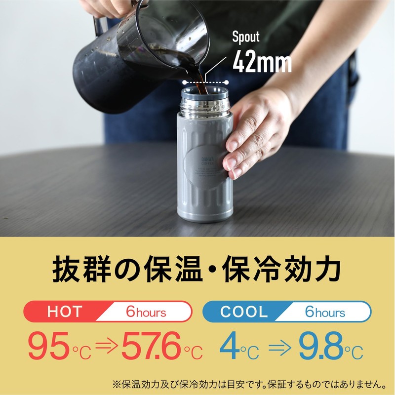 QAHWA (Qahwa) Dedicated Coffee Bottle 200ml, Grayish, Direct Drinking, Vacuum