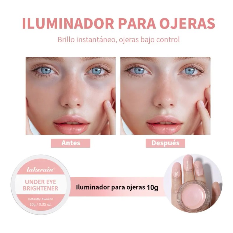 Corrector Iluminador Para Ojos Lakerain Con Esponja Aplicado