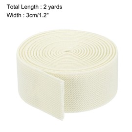 MECCANIXITY Twill Wide Elastic Band Double-Side 1.2 inch Flat 2 Yard Woven Elastic Band Knit Elastic Spool Heavy Stretch Strap Cream White for Sewing, Waistband
