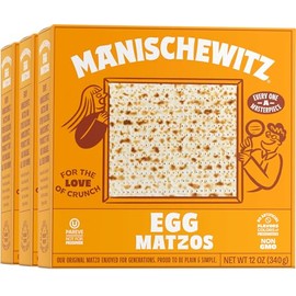 Manishewitz Egg Matzo 12oz (3 Pack) Kosher (Not For Passover), Thin, Crisp & Light Texture, Sodium Free, No Artificial Flavors, Colors or Ingredients,