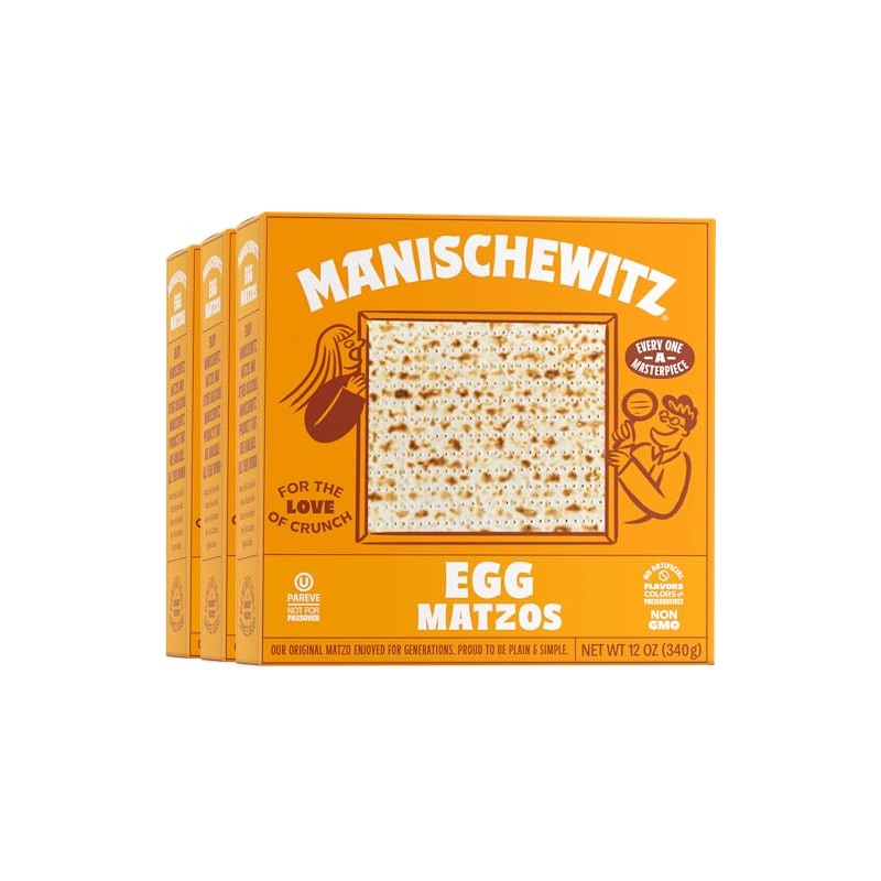 Manishewitz Egg Matzo 12oz (3 Pack) Kosher (Not For Passover),