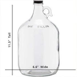 1 Gallon (128oz) Glass Fermenting Jug with Handle, Black Polyseal Lid & Cap