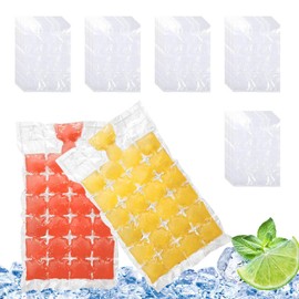 Bralucy Battkel Food Grade Plastic Ice Bags 50pcs Ice Cube Freezer Bags Plastics Ice Storage Bags Freezer for Ice Stackable Easy to Remove Ice Bags（Transparently）