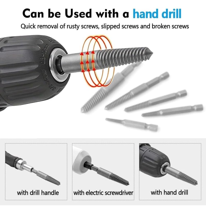 Eyech 10Pcs Broken Screw Extractor Set, Stripped Screw Extractor Drill