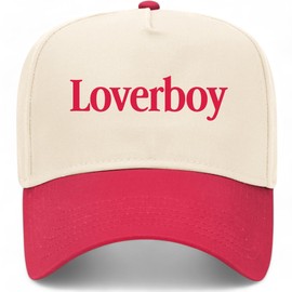 Loverboy Vintage Trucker Hat | Premium Snapback Baseball Hat for Men & Women (US, Alpha, One Size, Red/Natural)