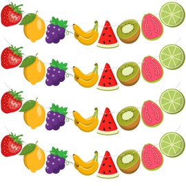 Tudomro 4Pcs Fruit Theme Party Decorations Twotti Tutti Frutti Banner Hawaiian Tropical Summer Fruit Banner Garland Fruity Birthday Party Decoration for Fruit Theme Birthday Baby Shower Party Supplies