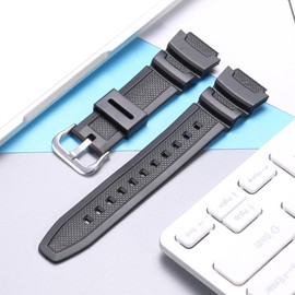 MCXGL Natural Resin Replacement Watch Band Compatible with Casio W218H W-219H AE1200WH AE-1300WH W800H SGW-300H F-108WH Waterproof Rubber strap