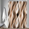 Ruelvth Brown Shower Curtain, Modern Abstract Grey and Brown Striped
