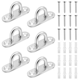 EUIOOVM Pack of 6 Eye Plate Stainless Steel Ceiling Hooks Heavy Duty Bracket up to 400 kg, M8 Eye Plate with Eyelet, for Hanging Punch Bags, Swing Hooks, Wall Mount, Yoga, Awning