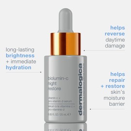 Dermalogica BioLumin-C Night Restore Vitamin C Serum for face, Overnight Skin Hydration and Barrier Repair Serum, 0.85 fl oz