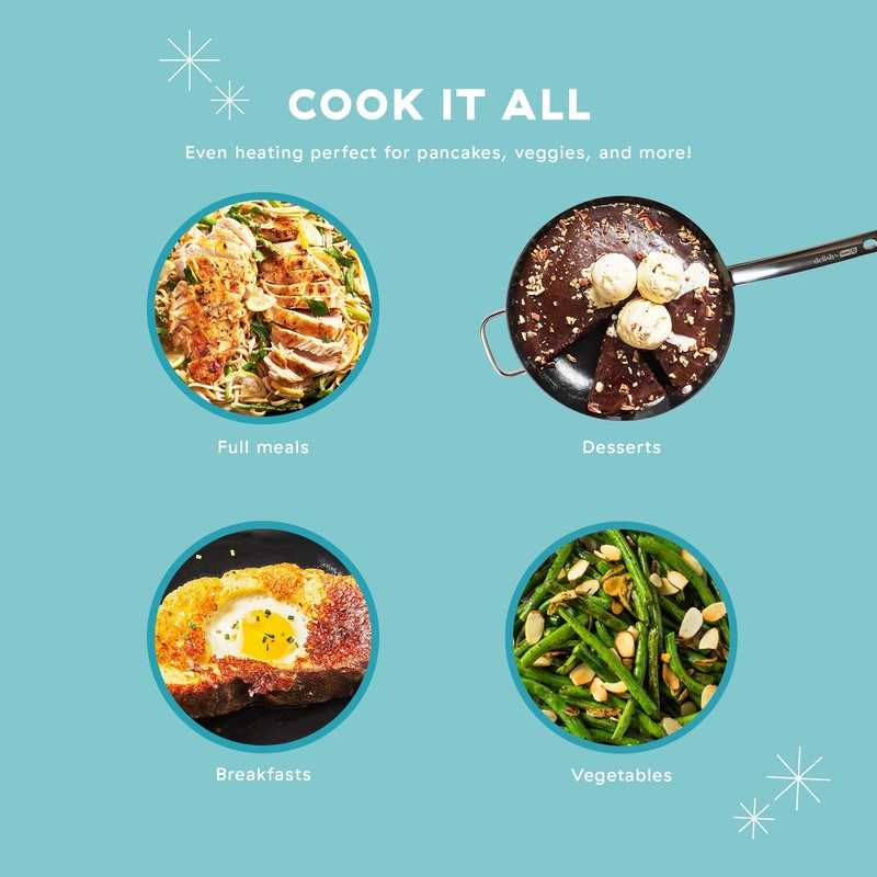 DASH Delish 12" Lightweight Cast Iron Pan for Pancakes, sauces,