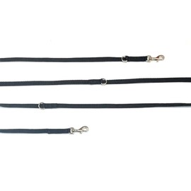 Police Style Puppy Training Lead Double Ended Puppy Leash Adjustable Multi-Functional In 13mm Webbing (Black, 8ft (2.4 Metres))