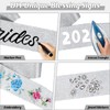 Dreamtop 8Pcs Sash Satin Sash Glitter Silver Blank Sash Blank