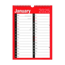 2025 Calendar Month To View A4 Large 2 Column Spiral Bound Wall Planner 120 GSM Paper