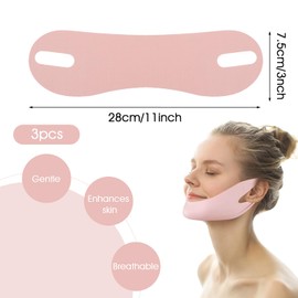 Thinp 3 Pcs Double Chin Reducer, Reusable V Line Face Lifting Chin Mask Chin Strap for Double Chin Face Lifting Belt Chin Lift Mask for Skin Tightening and Preventing Sagging (Black, Pink, Green)